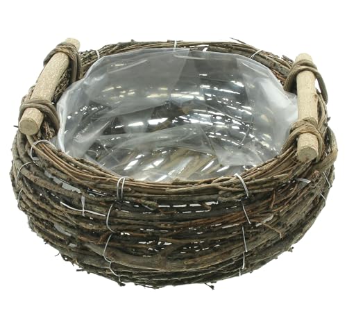 FRANK FLECHTWAREN Pflanzkorb Birkenreisig, Lärche, Haselnuss, ausgeschlagen mit Folie Maße: ca. Ø 30 x 12 cm