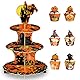 OOTSR Halloween 3-Stöckiger Tortenständer, Cupcake-Ständer mit 12 Bodenlose Cupcake Wrappers & 12 Cupcake Topper, Dessert Turm Halter aus Pappe für Halloween Party Dekoratione, Torten Etagere