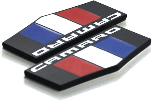 2 emblemas de Camaro M 3D de repuesto para guardabarros delantero derecho izquierdo para Camaro Ss Rs Zl1 (negro blanco)