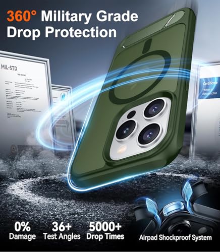 Image of Magnetic Compatible with iPhone 15 Pro Case, [Built-in Invisible Kickstand][Compatible with MagSafe][Military Grade Shockproof] Slim Translucent Matte Phone Case for iPhone 15 Pro 6.1 inch