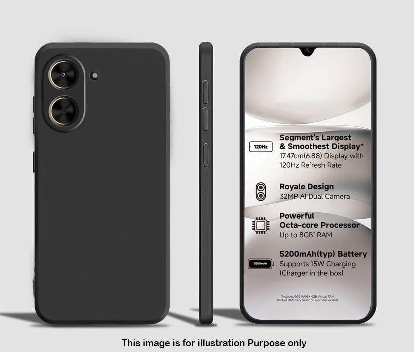 Image of Knotyy Back Cover for Realme C83 5G | Soft Micro-Fibre Lining Inside | Camera Protection Bump | Shockproof Back Cover Case for Realme C83 5G (Black)