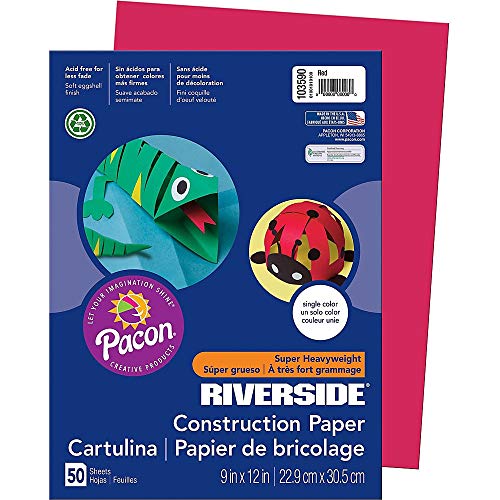 Riverside 3D Construction Paper, Red, 9
