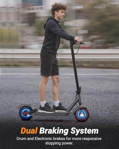 Image of Electric Scooter for Adults, Teens & Big Kids - 350W Motor, 19MPH Top Speed, 21 Miles Range, 8.5-inch Solid Tires, Lightweight Folding Electric Scooter for Commuting