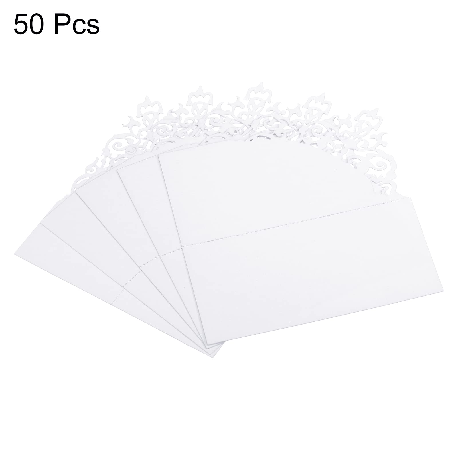 PATIKIL Table Name Place Cards,50Pcs 3.9 x 3.9inch Favor Decor Hollow Design Seat Blank Card for Wedding Party Seating Place Cards White - Image 3