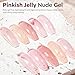 modelones Poly Gel Set 5 Colors Jelly Gel Milky White Sheer Pink Nude Translucent Nail Extension Kit DIY Art for Women