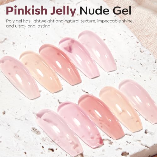 Image of modelones Poly Gel Set 5 Colors Jelly Gel Milky White Sheer Pink Nude