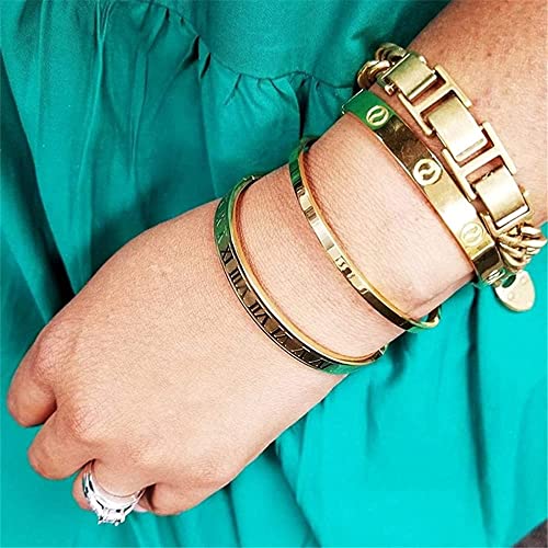 Roman Numeral Series Glossy Roman Numeral Bracelet, Fashion Bracelet for Men and Women, Gold, silver, rose gold, three-color stainless steel bracelet4