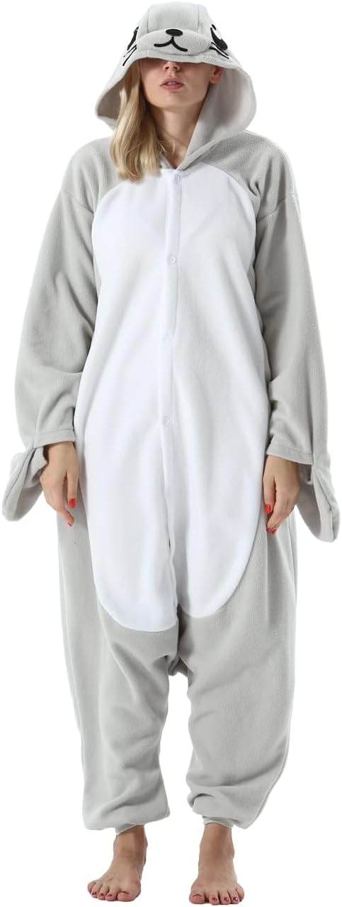 SimZoo Adult Animal Onesie Pajamas, Men and Women's Animal Cosplay Costume Sleepwear, One-Piece Unisex Homewear
