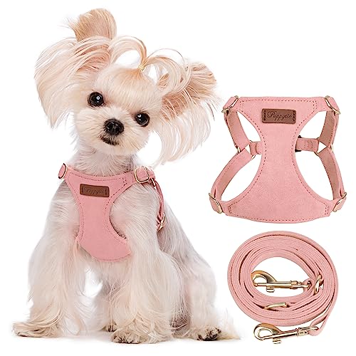 Puppytie No Pull xs Dog Harness with Multifunction Dog Leash,Soft Adjustable No Choke Escape Proof Pet Harness Vest,Pink,XS