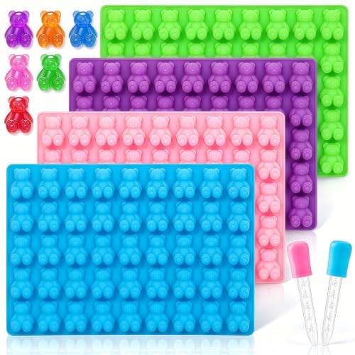 Image of 4 Pack Large Gummy Bear Molds Candy Molds - 3 Inch Gummy Silicone Molds
