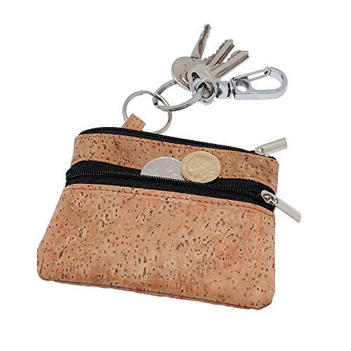 Boshiho - Monedero con cierre de corcho, respetuoso con el medio ambiente, con llavero, color Beige, talla Talla Unica Cover