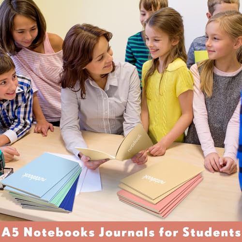 Image of 100 Pcs A5 Journals Notebooks Bulk,Bright Color,Lined | Kraft Softcover Small Notebooks 5.5 Inch x 8.3 Inch Notepads with 60 Page 30 Sheet for Writing Sketch Travel Office Supplies