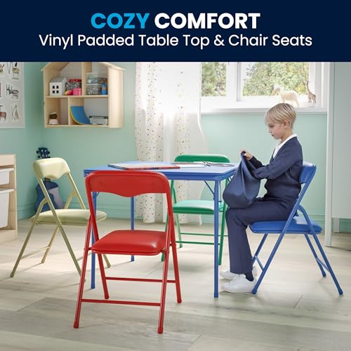 Flash Furniture Mindy Kids 5-Piece set Folding Square Table and Chairs Set for Daycare and Classrooms, Children's Activity Table and Chairs Set, Multicolor