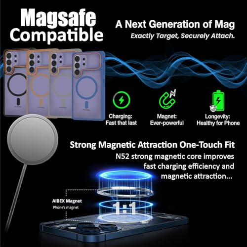 Image of AIBEX Protective Case Compatible for Samsung Galaxy S26 Ultra 5G|Slim Protective Back Cover with Camera Lens Protection, Strong Magnetic Support & Anti-Slip Grip|Military Grade Drop Protection - Grey