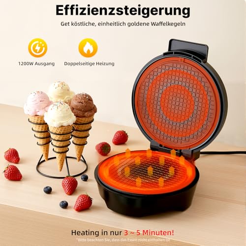 Foto von Hörnchen Waffeleisen, Eiserkucheneisen 1200w, Einstellbare Temperatur
