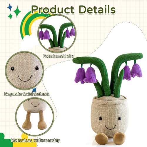 XIMEY Plüsch Pflanze im Topf, Plüschtier im Topf Pliischtier, Plüsch Blume, Kuscheltier Pflanze, Pflanzen Plüschfigur Dekofür Kinder Baby Mädchen Junge