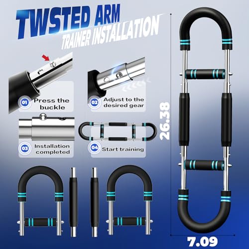 Twister Arm Trainer, Adjustable Chest Workout Equipment for Men & Women, Home Gym Strength Trainer, Muscle Builder & Strength Training for Arms, Chest (Blue, 20-60lb)