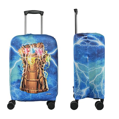 Image of Kuber Industries Polyester Suitcase Covers Large Size with Marvel Infinity Gauntlet Print | Washable Trolley Cover for Travelling | Stretchable Luggage Covers for Suitcases | 26-30 Inch | Sky Blue