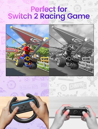WEOTOO Steering Wheel Compatible with Switch 2 JoyCon Controller, 2 Pack Racing Wheels Compatible with Switch 2 JoyCon Accessories, Realistic Racing Experience with Comfortable Grip – Black - Image 4