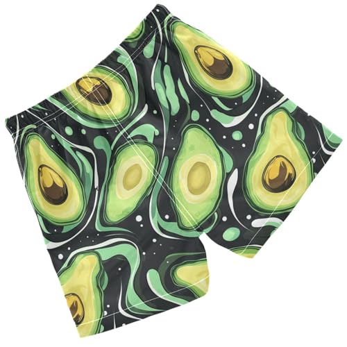 Pigsaly Boys Swim Trunks Groovy Distorted Chessboard Avocado Boys Board Shorts Swimsuit Swimwear Summer Bathing Suit 4T Multicolor2