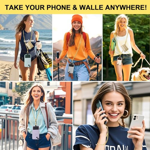 Image of XANGNIER Clip and Go Strap for Phone with Wallet Crossbody, Phone Strap with Zippered Wallet, Adjustable Anti Theft Cellphone Lanyard for Women, Cellphone Chain Accessories,Chain Gold