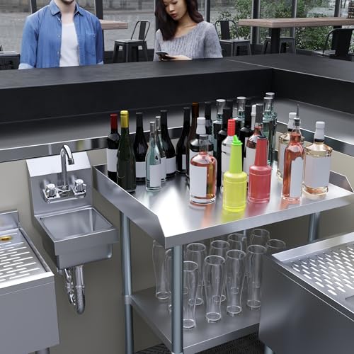 Image of Commercial Wall Mount Hand Sink 12 in. x 9 in. x 13 in. Stainless Steel Space Saver Sink with Faucet Included NSF, Small Hand Wash Sink with Drain Basket for Restaurant Food Truck