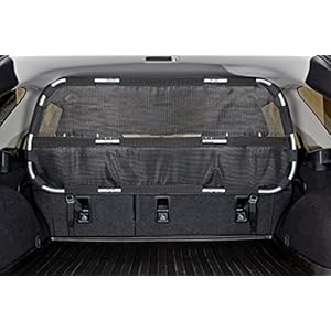 Bushwhacker Cargo Area Dog Barrier for CUV & Mid-Sized SUV 46″ Wide Hatchback Pet Divider Crossover Vehicle Car Net Mesh Travel Back Seat Barricade Partition Gate Restraint Fence Trunk Shield