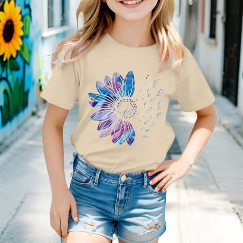 Girls Cotton Cute Flower Graphic T Shirts Summer Casual Loose Tees Crew Neck Short Sleeve Trendy Tees Shirts Clothes3