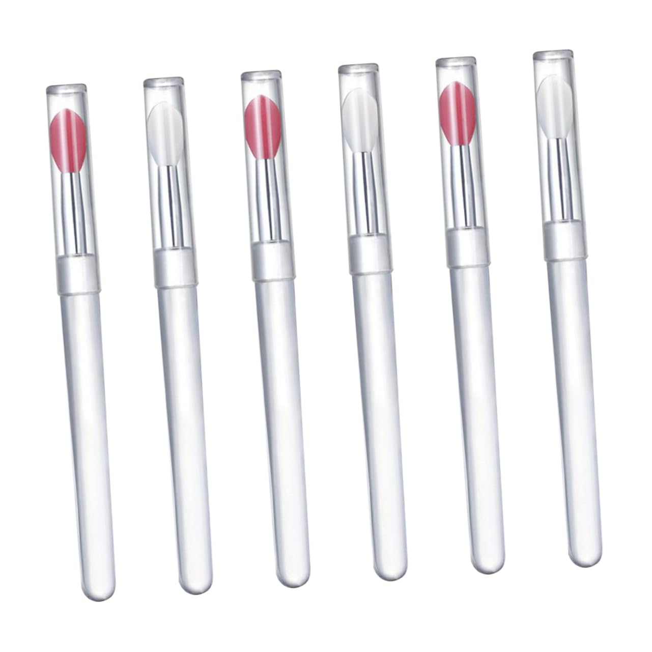 Beatifufu 6pcs Silicone Lip Brush Set Lipstick Applicator Lip Mask Applicator Comfortable to Hold Non-scratch for Daily Lip Makeup