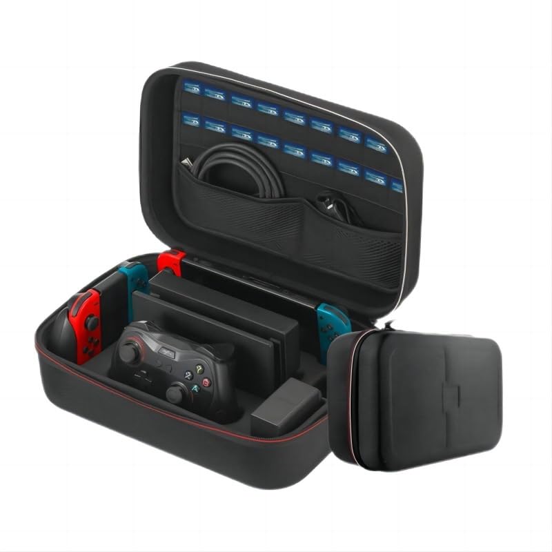【Switch 2 モデル対応】Switch 2 収納ケース 持ち運び便利 防水 防塵 防汚 耐衝撃 全面保護 大容量オールインボックス ポーチ コントローラー/カード/ドック/ケーブル全部収納可能 柔らかい裏地 EVA素材 ダブルファスナーデザイン 旅行 出張