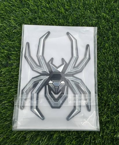 Image of 1pc Big 5.5inch Spider Emblems 3D Fender Rear Door Badges Custom Sticker Nameplate Replacement for Universal Car Body Motorcycle SUV Widow Door Edition Decoration (Chrome Black)
