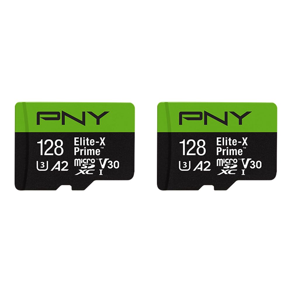 PNY Elite-X Prime C10 U3 V30 A2 Lot de 2 Cartes mémoire Flash microSDXC 128