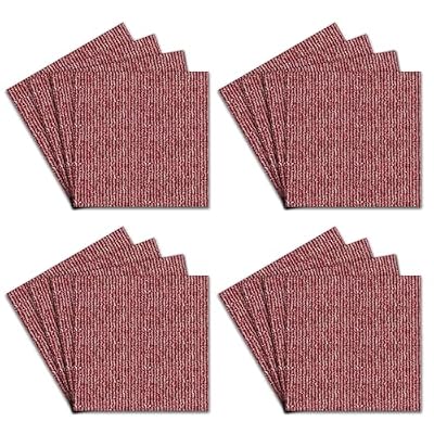 KUJIBGY Commercial Carpet Tiles 16PCS, 20'' x 20''(43 sqft) Heavy Duty Square Removable Carpet Floor Tile Non-Slip Backing for Living Room, Bedroom, Home, Office Pink