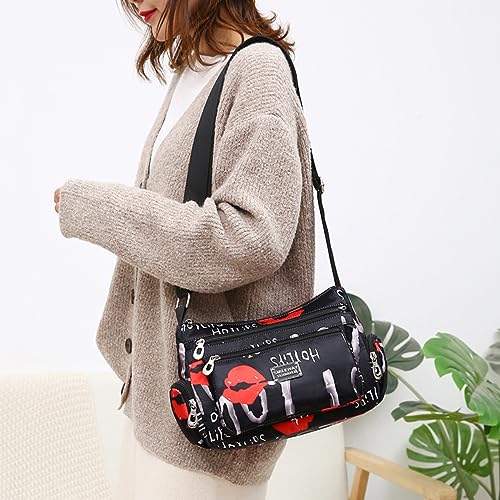 Image of NOTAG Crossbody Bags for Women Nylon Shoulder Bag Floral Multi-Pocket Purses and Handbags