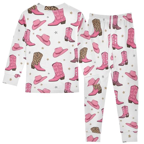 Pajama Sets Long Sleeve Cowboy Boots Stars Hats Soft Comfy Sleepwear 2 Piece PJS 3-8T3