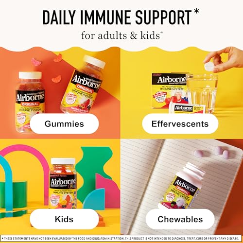 Image of Airborne 750mg Vitamin C Gummies for Adults, Immune Support Supplement with Powerful Antioxidants Vitamins A C & E - 2x63ct Bottles (126 Gummies), Assorted Fruit Flavor