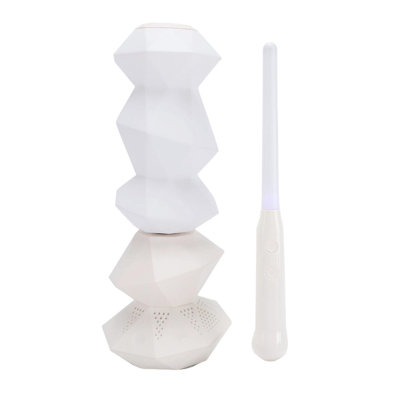 PUSOKEI Lampada Notturna Musicale a Forma di Cristallo con modalità di Rotazione e Sincronizzazione Musicale per L'atmosfera della Sala Giochi (WHITE)