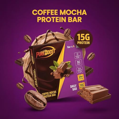 Image of Coffee Mocha Protein Bar | 15g Protein Energy Bar | Gluten Free High Fiber Healthy Snack | Zero Added Sugar Nutrition Bar | Pre & Post Workout Fitness Snack
