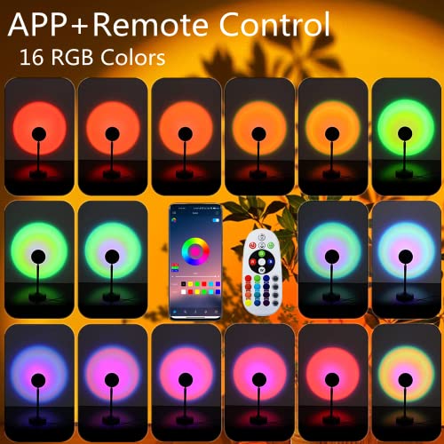 Xinji Sunset Lamp App Controlled Multiple Colors, Sunset Projection Lamp 16 Colors, Sunset Light Projector Color Changing, Led Rainbow Sunset Projector Lamp #TOP1