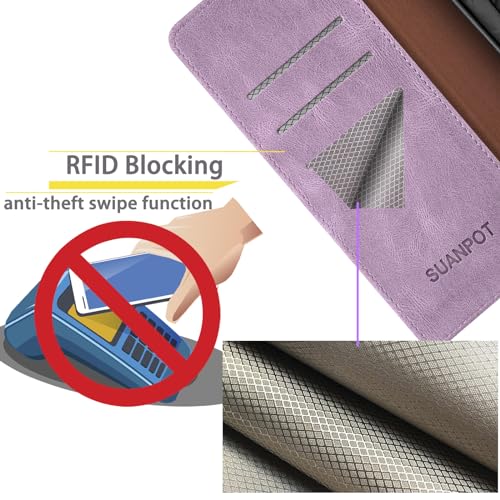 Funda para Xiaomi Mi 14T Pro SUANPOT con Tapa de Cuero Lila Violeta 3