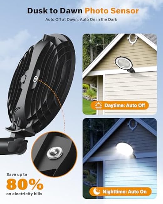 150W LED Flood Dusk to Dawn Outdoor Lighting, 21000LM, 5000K, 110-277V Commercial Wall Mounted Street Yard Security Area Light Fixture with Photocell for Parking Lots, Garages, Barns, IP65 Waterproof