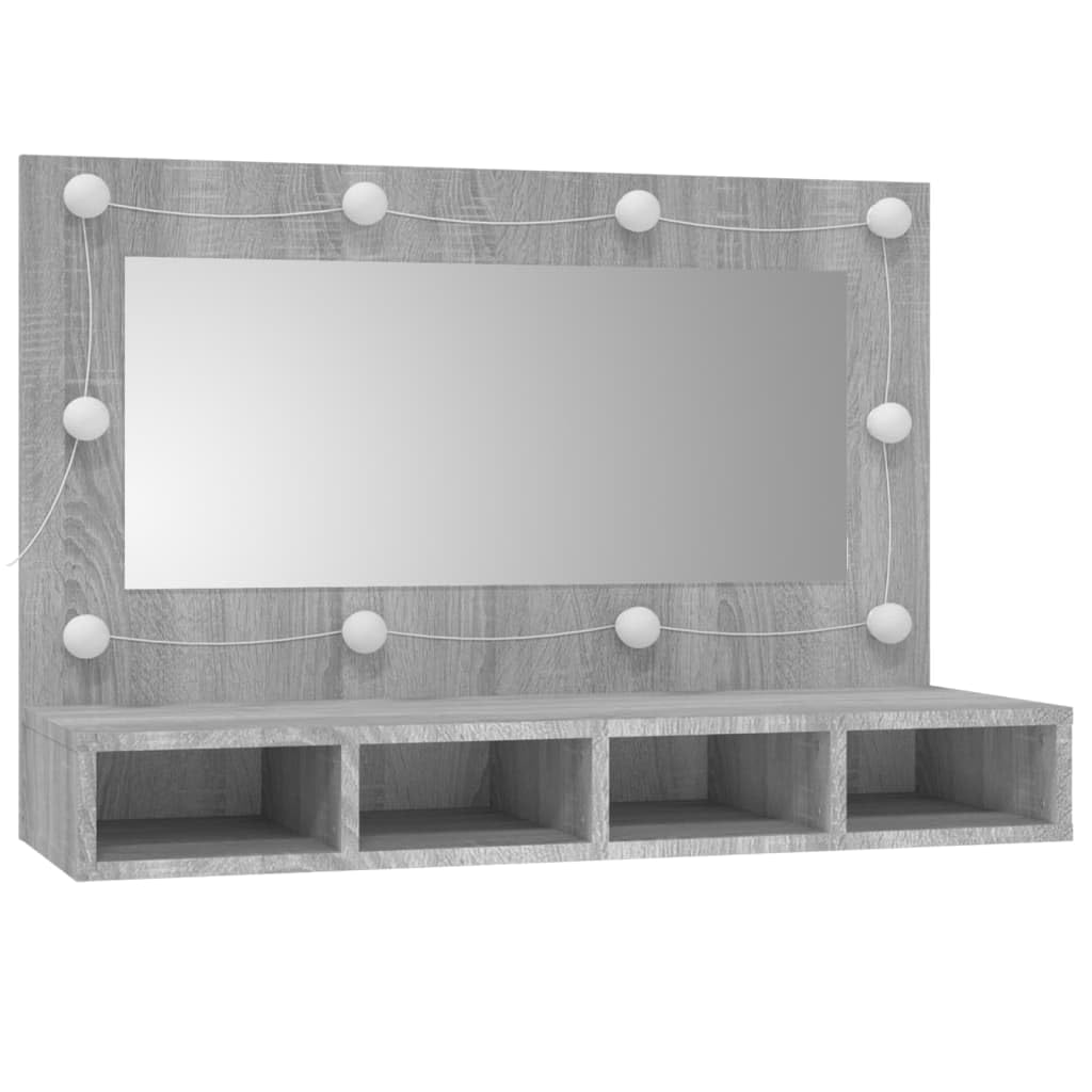 Helloshop26 Armoire à Miroir avec LED 90 x 31,5 x 62 cm Gris 02_0006679
