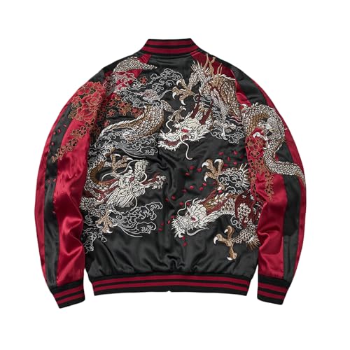 Veste de baseball homme broderie dragon pour un look urbain réversible