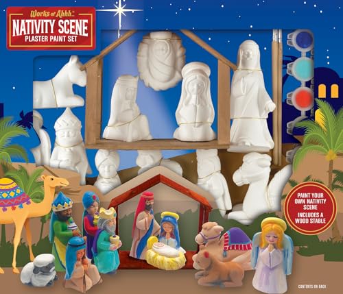 Works of Ahhh... Art Painting Kit - Nativity Scene Paintable Nativity Set for Family and Youth