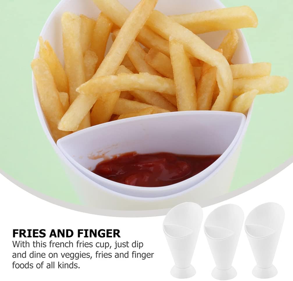 Cabilock 6pcs Cone Dip Cup Versatile Plastic Dipping Cups for French Fries Salad and Veggies Easy to Clean Reusable Ketchup Holders for Home and Restaurant Use