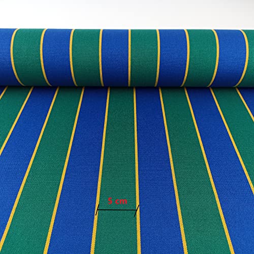 Tela impermeable para toldo de raya verde y azul resistente al sol 3