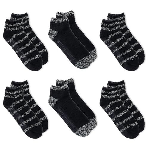 Dr. Scholl's Women's Soothing Spa Gripper Low Cut Socks 6 Pair Pack, Black/Grey, Women's Shoe Size: 4-102