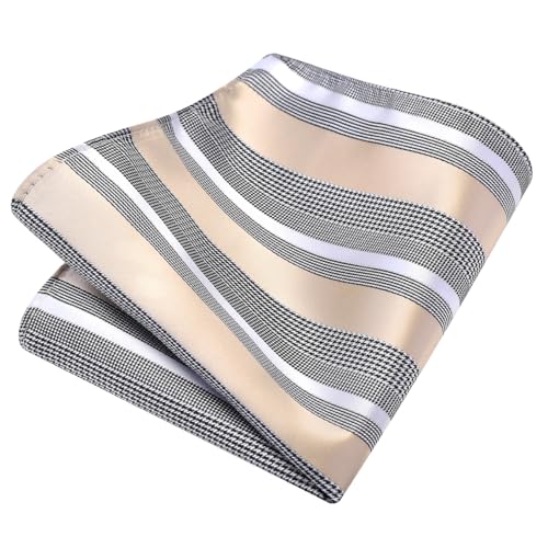 Image of GUSLESON Men's 5-pc Striped Tie Gift Set - Jacquard Necktie, Pocket Square, Cufflinks, Lapel Pin, Tie Clip - Wedding Formal Gifts