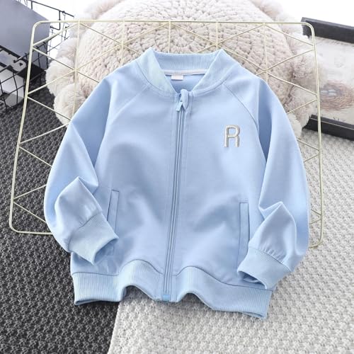 DDAPJ pyju Kids Girls Boys Zip Up Sweatshirts Bomber Jackets Loose Casual Fall Coat Plain Long Sleeve Outerwear with Pockets2