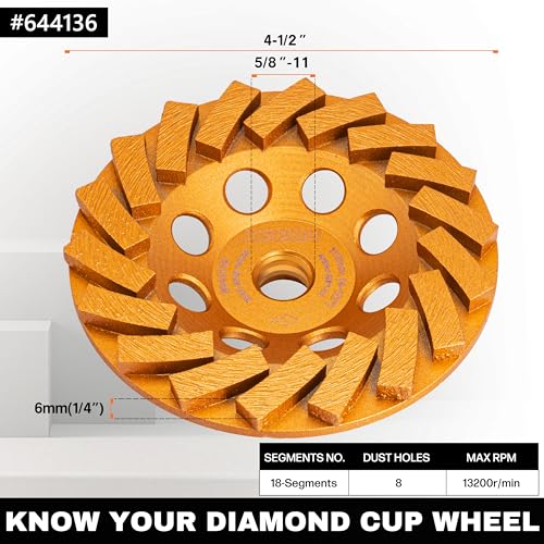 Kseibi 6440 644136 Diamond Concrete Grinding Wheel 4 1/2 Inch For Polishing And Cleaning Stone Concrete Surface thumb #1